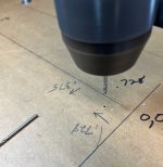 Drilling dowel holes  predrilled and then milled.JPG