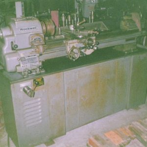 Rockwell 12" engine lathe, back-geared with hardways. This became our "front-line" small lathe when my father purchased it new in 1978. Personally, I 